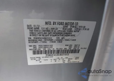 2012 Ford Flex Sel from USA, damaged, VIN 2FMGK5CCXCBD21053